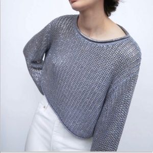 Zara Cropped Knit Metallic Sweater